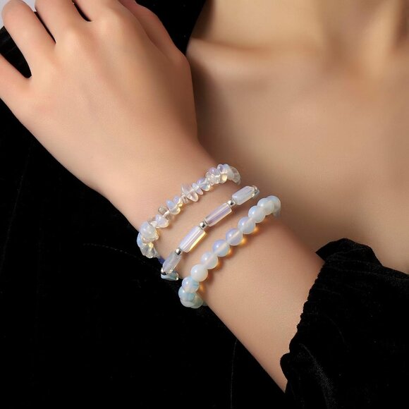 Natural Moonstone Beaded Bracelets for Women 8mm Handmade Healing Jewelry - Picture 3 of 8